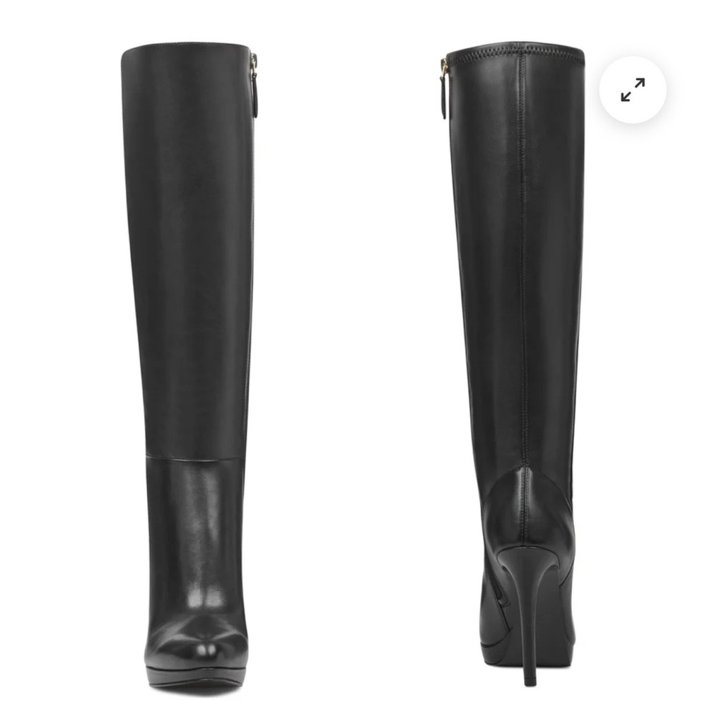 Nine West Quizme Black Leather Heeled Boots NWT - Picture 5 of 6